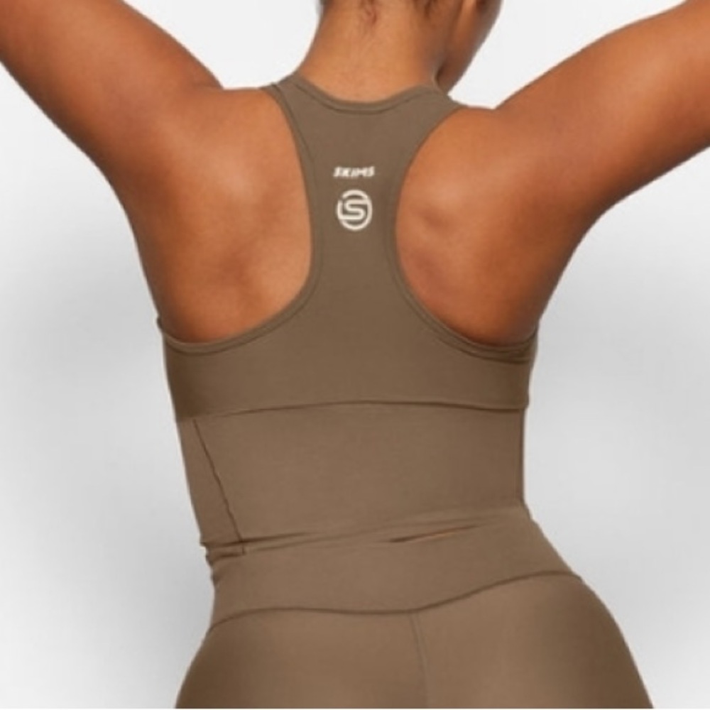SKIMS Taupe Ribbed Racerback Crop